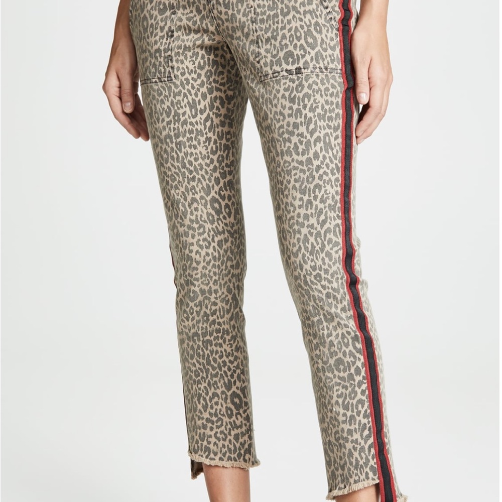 Pam & Gela Leopard Denim Jeans with Sporty Side Stripe
